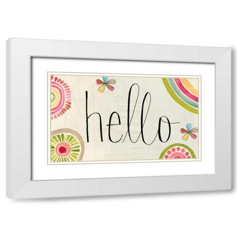 Hello   White Modern Wood Framed Art Print with Double Matting by Doucette, Katie