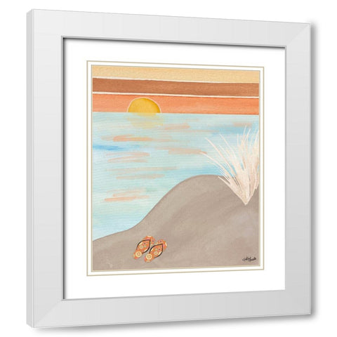 Flip Flops at Sunset White Modern Wood Framed Art Print with Double Matting by Doucette, Katie