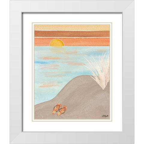 Flip Flops at Sunset White Modern Wood Framed Art Print with Double Matting by Doucette, Katie