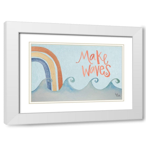 Make Waves Rainbow White Modern Wood Framed Art Print with Double Matting by Doucette, Katie