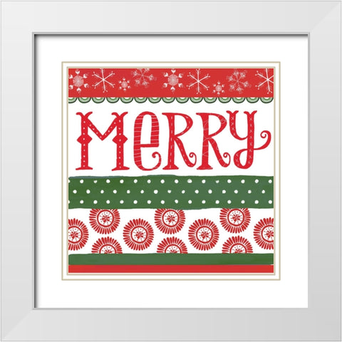 Merry White Modern Wood Framed Art Print with Double Matting by Doucette, Katie