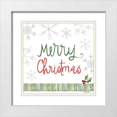 Merry Christmas White Modern Wood Framed Art Print with Double Matting by Doucette, Katie
