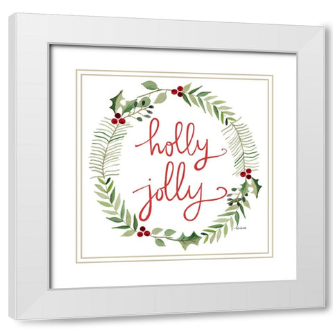 Holly Jolly White Modern Wood Framed Art Print with Double Matting by Doucette, Katie