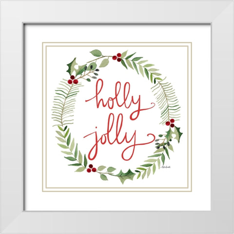 Holly Jolly White Modern Wood Framed Art Print with Double Matting by Doucette, Katie