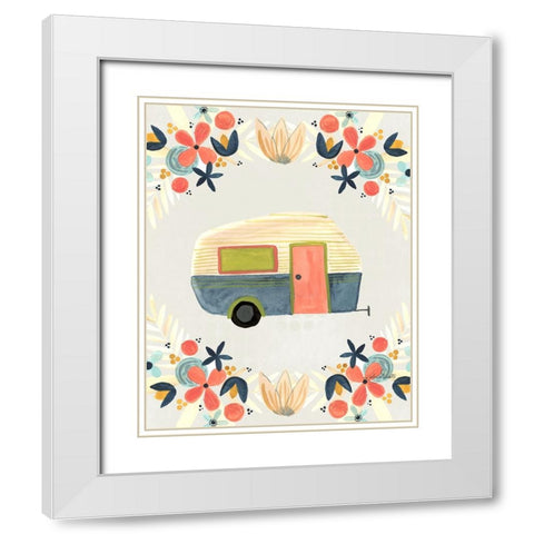 Floral Camper II White Modern Wood Framed Art Print with Double Matting by Doucette, Katie