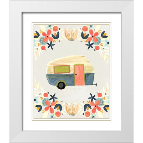 Floral Camper II White Modern Wood Framed Art Print with Double Matting by Doucette, Katie