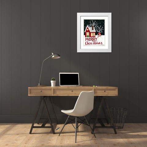 Merry Christmas White Modern Wood Framed Art Print with Double Matting by Doucette, Katie