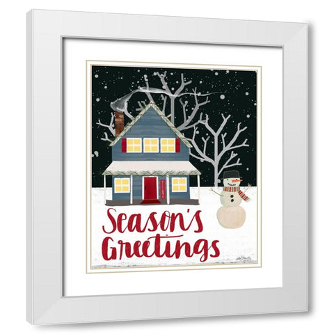 Seasons Greetings White Modern Wood Framed Art Print with Double Matting by Doucette, Katie