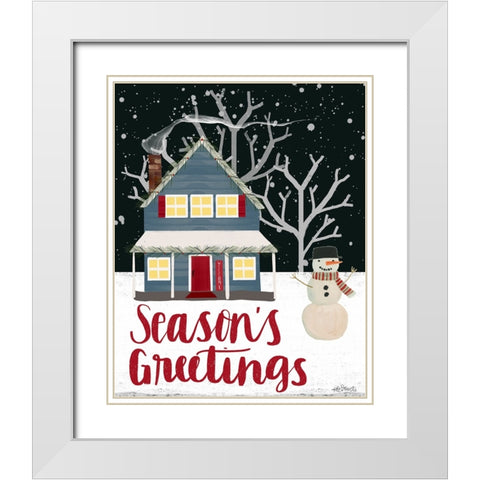 Seasons Greetings White Modern Wood Framed Art Print with Double Matting by Doucette, Katie