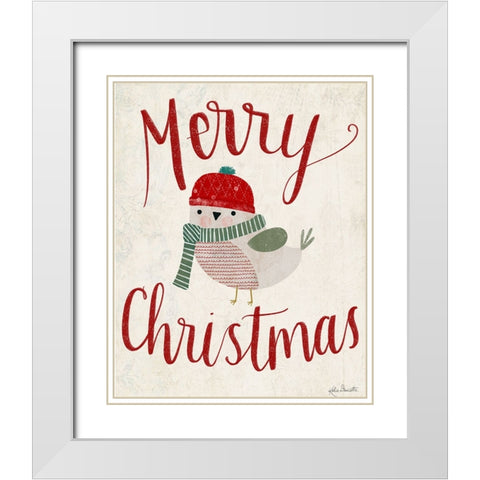 Merry Christmas White Modern Wood Framed Art Print with Double Matting by Doucette, Katie