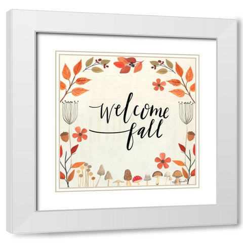 Welcome Fall White Modern Wood Framed Art Print with Double Matting by Doucette, Katie