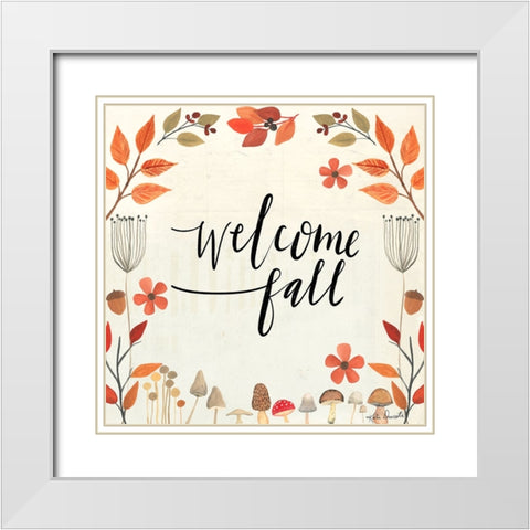 Welcome Fall White Modern Wood Framed Art Print with Double Matting by Doucette, Katie