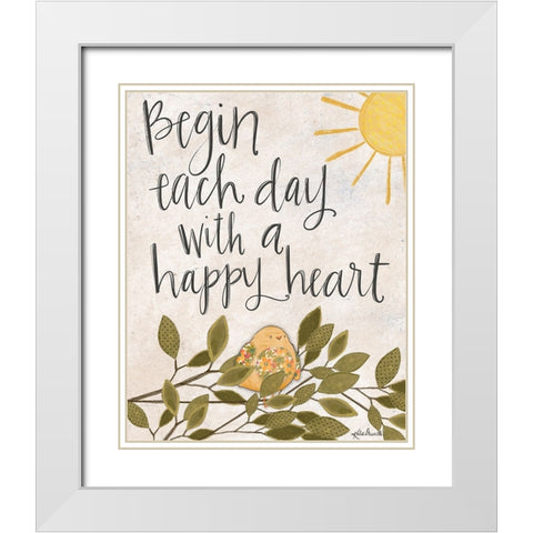 Happy Heart White Modern Wood Framed Art Print with Double Matting by Doucette, Katie