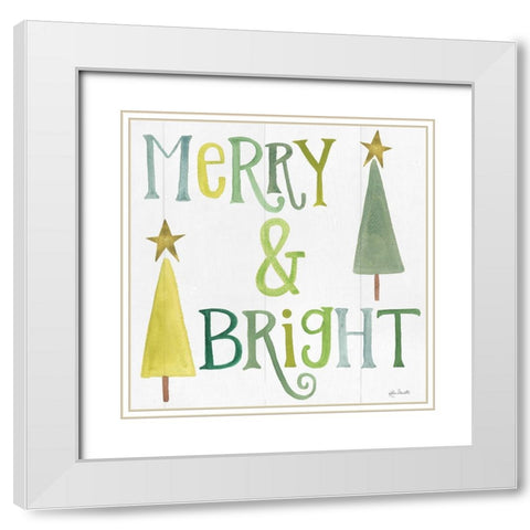 Merry and Bright White Modern Wood Framed Art Print with Double Matting by Doucette, Katie