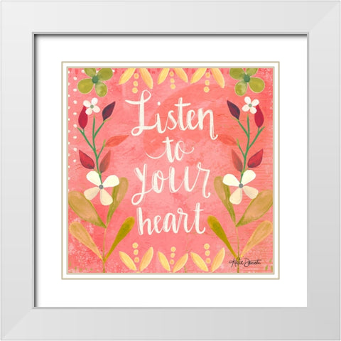 Listen to Your Heart White Modern Wood Framed Art Print with Double Matting by Doucette, Katie