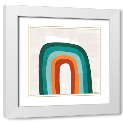 Teal Orange Rainbow White Modern Wood Framed Art Print with Double Matting by Brown, Kyra
