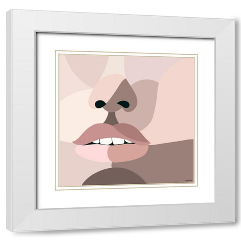 Neutral Face White Modern Wood Framed Art Print with Double Matting by Brown, Kyra