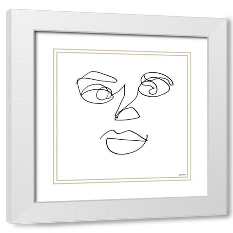 Line Face White Modern Wood Framed Art Print with Double Matting by Brown, Kyra