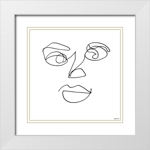 Line Face White Modern Wood Framed Art Print with Double Matting by Brown, Kyra