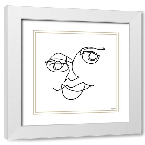 Line Face II White Modern Wood Framed Art Print with Double Matting by Brown, Kyra