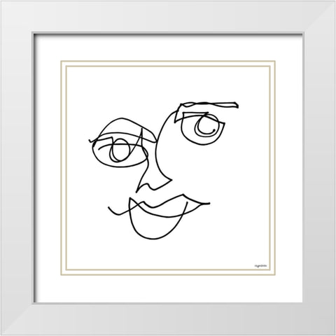 Line Face II White Modern Wood Framed Art Print with Double Matting by Brown, Kyra