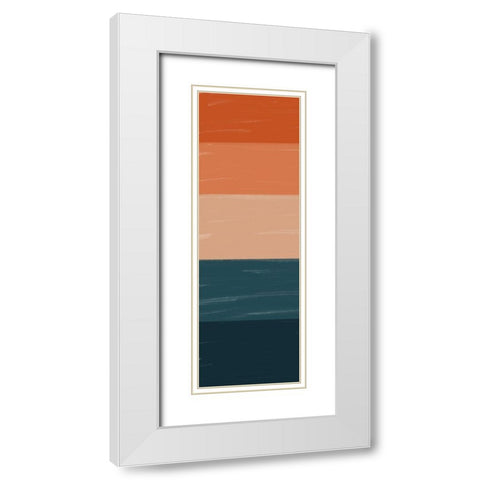 Teal Orange Sunset I White Modern Wood Framed Art Print with Double Matting by Brown, Kyra