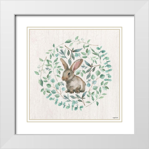 Rabbit Leaves White Modern Wood Framed Art Print with Double Matting by Brown, Kyra