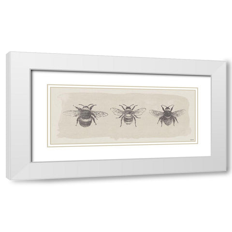 Three Bees White Modern Wood Framed Art Print with Double Matting by Brown, Kyra