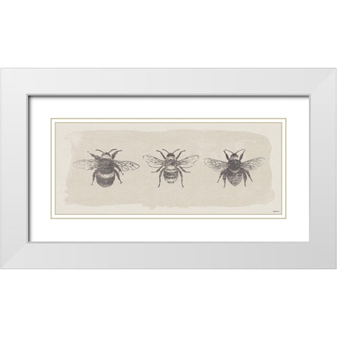 Three Bees White Modern Wood Framed Art Print with Double Matting by Brown, Kyra
