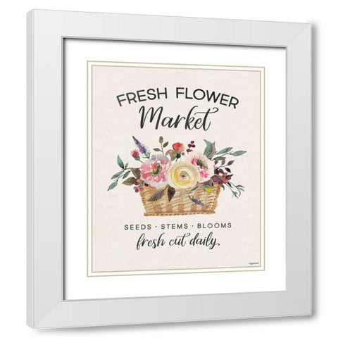 Flower Market White Modern Wood Framed Art Print with Double Matting by Brown, Kyra