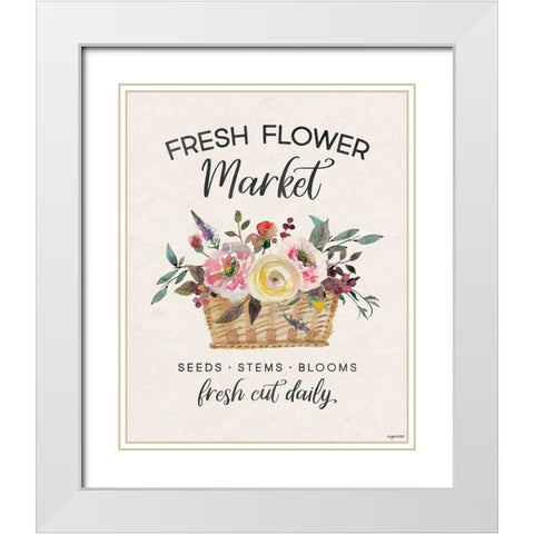 Flower Market White Modern Wood Framed Art Print with Double Matting by Brown, Kyra