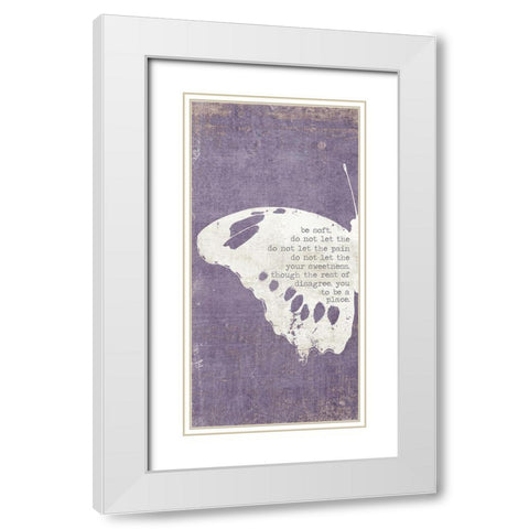 Left Butterfly White Modern Wood Framed Art Print with Double Matting by Brown, Kyra