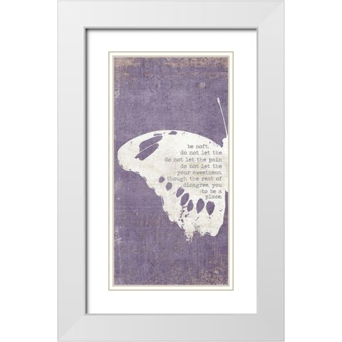 Left Butterfly White Modern Wood Framed Art Print with Double Matting by Brown, Kyra
