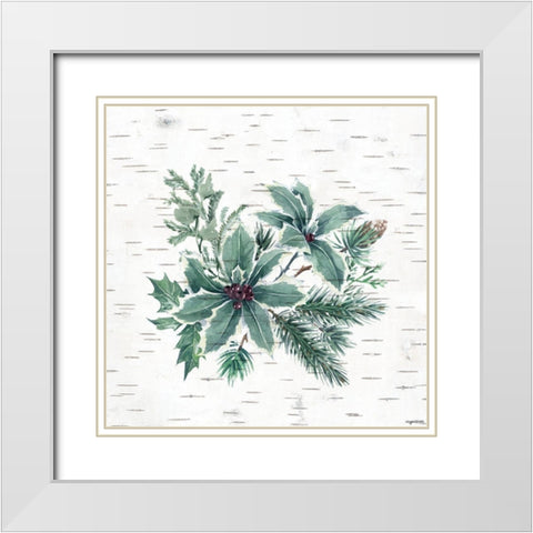 Jade Floral White Modern Wood Framed Art Print with Double Matting by Brown, Kyra