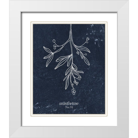Denim Mistletoe White Modern Wood Framed Art Print with Double Matting by Brown, Kyra