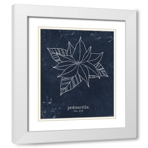 Denim Poinsettia White Modern Wood Framed Art Print with Double Matting by Brown, Kyra