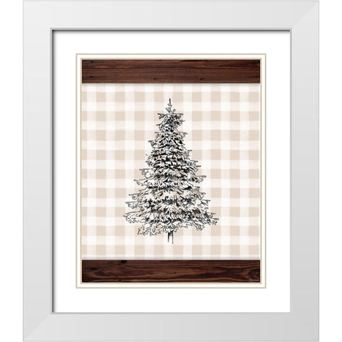 Sketchy Tree White Modern Wood Framed Art Print with Double Matting by Brown, Kyra