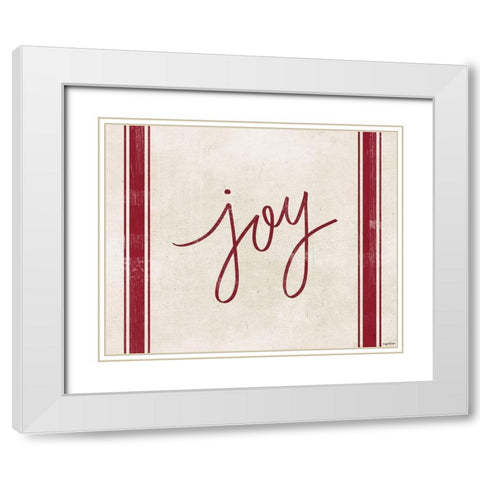 Joy Stripes White Modern Wood Framed Art Print with Double Matting by Brown, Kyra
