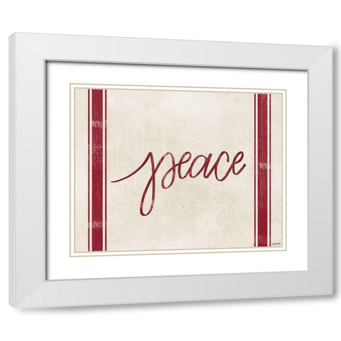 Peace Stripes White Modern Wood Framed Art Print with Double Matting by Brown, Kyra