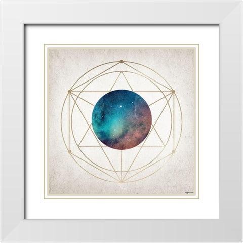 Geo Planet White Modern Wood Framed Art Print with Double Matting by Brown, Kyra
