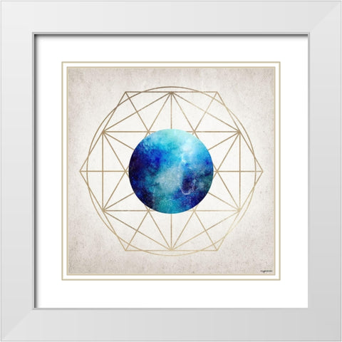 Geo Planet III White Modern Wood Framed Art Print with Double Matting by Brown, Kyra