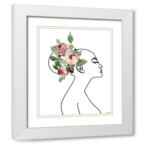 Line Woman White Modern Wood Framed Art Print with Double Matting by Brown, Kyra