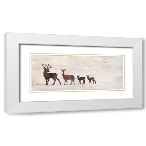 Deer Family White Modern Wood Framed Art Print with Double Matting by Brown, Kyra