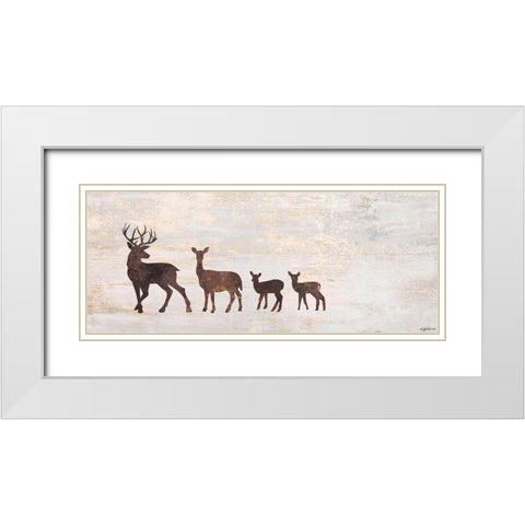 Deer Family White Modern Wood Framed Art Print with Double Matting by Brown, Kyra