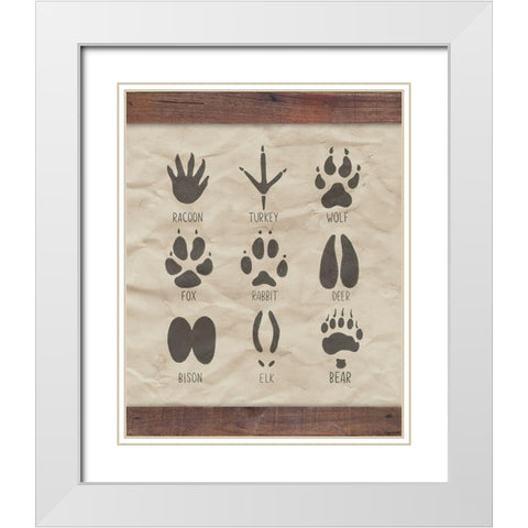 Paw Prints White Modern Wood Framed Art Print with Double Matting by Brown, Kyra
