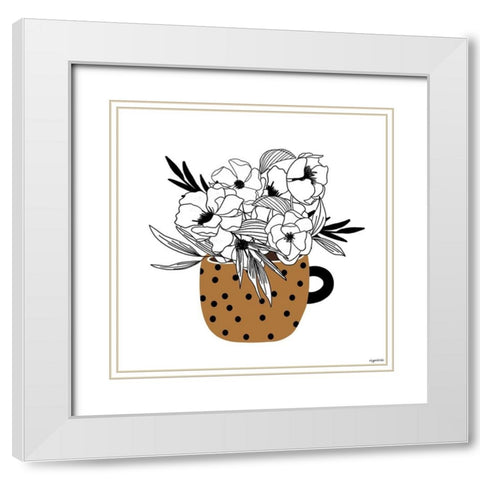 Mustard Flower Mug White Modern Wood Framed Art Print with Double Matting by Brown, Kyra