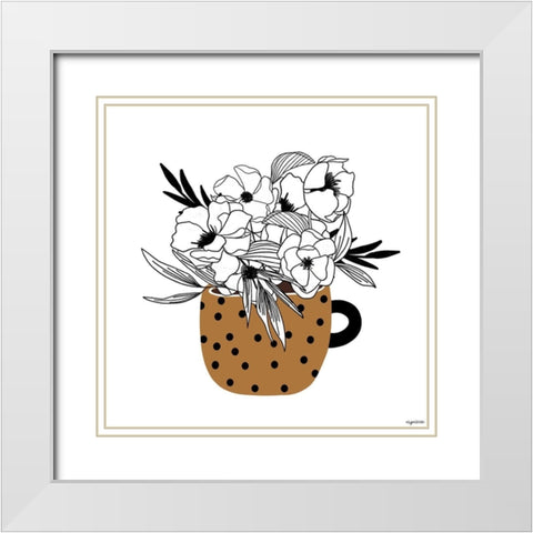 Mustard Flower Mug White Modern Wood Framed Art Print with Double Matting by Brown, Kyra
