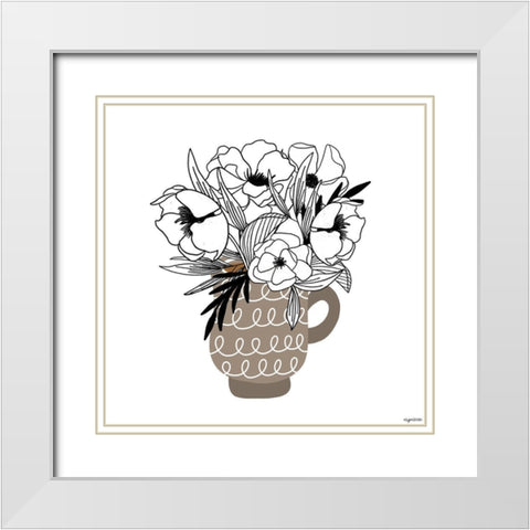 Gray Flower Mug White Modern Wood Framed Art Print with Double Matting by Brown, Kyra