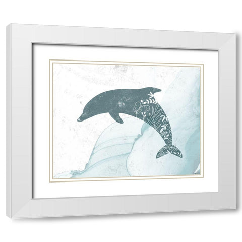 Dolphin White Modern Wood Framed Art Print with Double Matting by Brown, Kyra