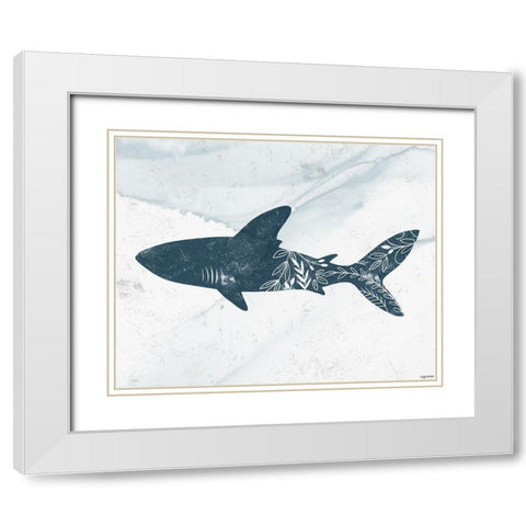 Shark White Modern Wood Framed Art Print with Double Matting by Brown, Kyra